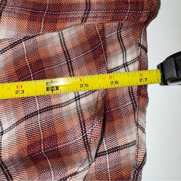beachlunchlounge Plaid Shirt Woman L Red Elliot Button Up Long Sleeve - Picture 12 of 15